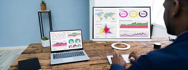 Poster - African American Analyst Using Financial Business Data
