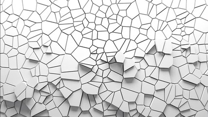 Aufkleber - Abstract animation of voronoi blocks moving and extruding. Minimal light clean corporate background. 3D geometric wall loop motion. Polygonal elements cycling displacement video.