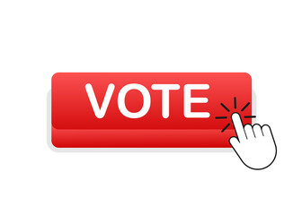 Vote button. Hand click icon. Finger click icon. Vector stock illustration.