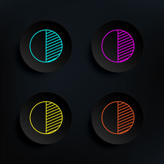 Poster - Date of schedule dark badge color set icon. Simple thin line, outline vector of web icons for ui and ux, website or mobile application on dark gradient background