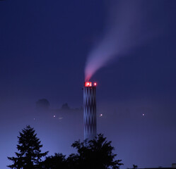 Smokestack At Night