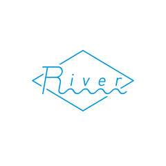 Poster - River - logotype with wave. Logo, graphic element, symbol or icon for touristic business. Vector.
