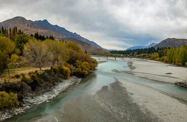 Sticker - View from the Shotover Bridge, Queenstown Area, South Island, New Zealand