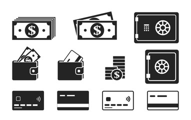 Wall Mural - finance and money icon set. credit cards, safe, wallet and money icons. banking symbols