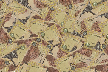 1 Egyptian pound bills lies in big pile. Rich life conceptual background