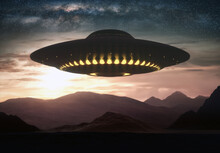Close Encounters Of The Third Kind. Unidentified Objects Coming From Space. Contact With Extraterrestrials UFO.