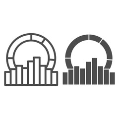 Poster - Equalizer effect and diagram line and solid icon, Sound design concept, Sound wave sign on white background, Audio equalizer icon in outline style for mobile concept and web design. Vector graphics.