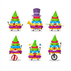 Poster - Cartoon character of pyramid block toys with various circus shows