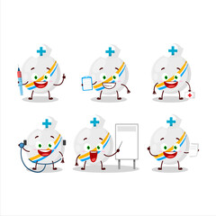 Sticker - Doctor profession emoticon with white stripes marbles cartoon character