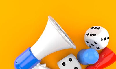 Sticker - Megaphone with dice and pawn