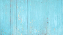 Wood Wall Painted Weathered Blue. Vintage Blue Wood Plank Background. Old Blue Wooden Wall Coming From Beach.