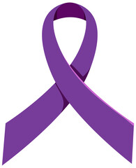 Canvas Print - Purple ribbon symbolize awareness pancreatic cancer isolated on white background