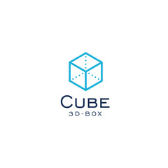 Aufkleber - Cube icon. 3D box sImple flat abstract logo template. Modern emblem idea. Logotype concept design for business. Isolated vector illustration
