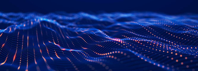 Aufkleber - Digital technology background. Network connection. Futuristic background for presentation design. 3d rendering.