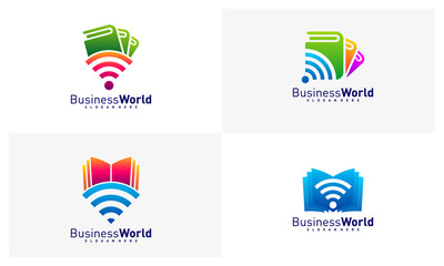 Wall Mural - Set of Smart Book logo design vector, Colorful Book logo design template, Icon symbol