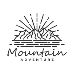 Wall Mural - mountain logo design template with line art style vector