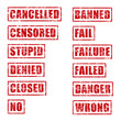 © Antti - Negative rubber stamp icon. Grunge style texture. Red vintage censored seal. Aged and damaged cancelled sticker label. Scratched banned sign. Isolated on white background. Vector illustration image.
