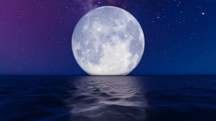Wall Mural - big moon over the sea