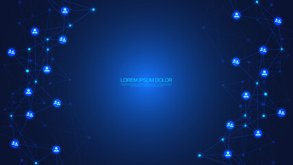 Fototapete - Vector illustration of connecting people and communication concept, social network.
