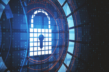 Aufkleber - Creative glowing circuit padlock wallpaper