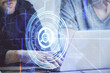 © peshkova - Multi exposure of data internet theme hologram with man working on computer on background. Concept of innovation.