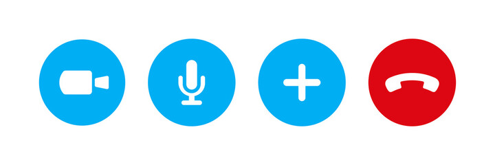 Poster - Video call icons. Vector isolated web elements. Flat design. Web application buttons. Stock vector.