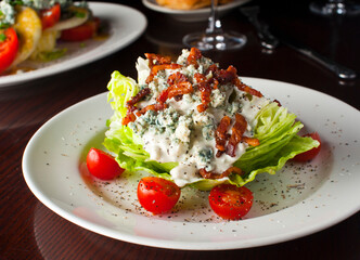 Wall Mural - Wedge Salad. Iceberg Lettuce, blue cheese dress and shredded carrots. Classic American steakhouse or restaurant favorite. 