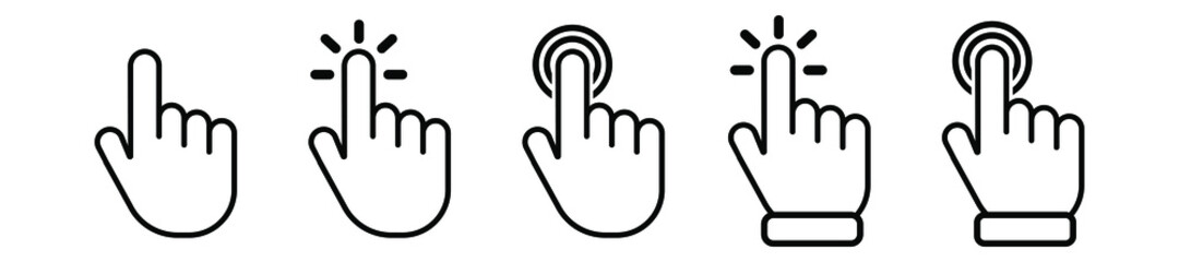 Vector hand cursors icons click set
