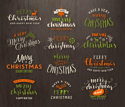 Christmas Greeting Card. Merry Christmas lettering