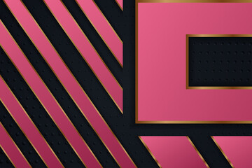 Poster - abstract geometric background. luxury wallpaper with variation element are diagonal pattern use pink and gold colors, half rectangle shape, and dot pattern in any variant size. horizontal layout.