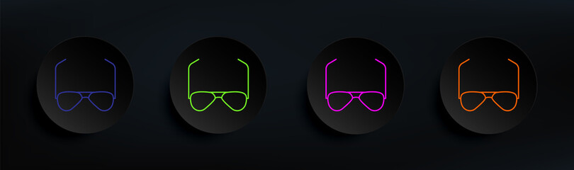 Poster - sun glasses dark badge color set. Simple thin line, outline vector of clothes icons for ui and ux, website or mobile application
