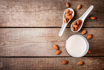 Wall Mural - Almond milk and almond nuts