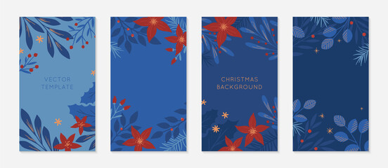 Wall Mural - biundle of christmas and happy new year insta story templates.holiday ad and promo concepts.modern v