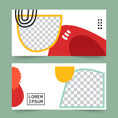 Wall Mural - Set of Editable minimal abstract banner template. Suitable for social media post and web internet ads. Vector illustration 