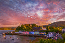 Sunset Over Portree, Isle Of Skye, Scotland