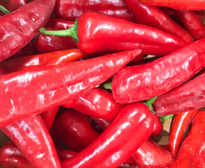 Canvas Print - High angle shot of peppers bunch