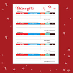 Wall Mural - Christmas Gift List Planner