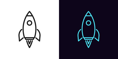 Poster - Outline rocket icon. Linear spacecraft sign with editable stroke, spaceship flight