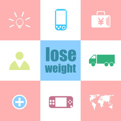 Poster - Text lose weight. Social concept . Infographic dashboard ui interface template