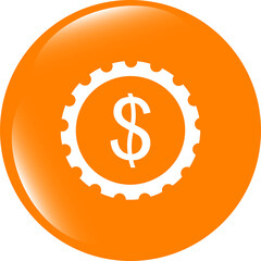 Poster - gear (cog) web icon cloud with dollars money sign