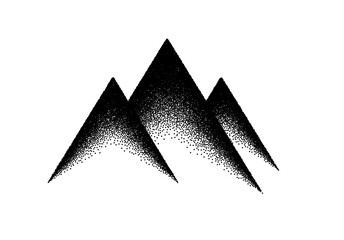 Poster - Abstract background with mountains sign or emblem in dotwork or tattoo retro style