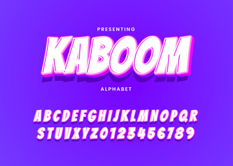 Poster - kaboom cartoon bold comic font alphabet. children cute alphabet letters set
