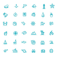 vector outline web icon set - journey