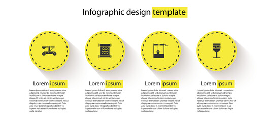 Canvas Print - Set Catapult shooting stones, Decree, parchment, scroll, Well with bucket and Medieval goblet. Business infographic template. Vector.