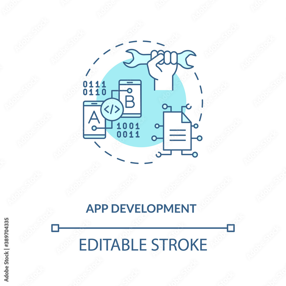 App development concept icon. Mobile app development process ...