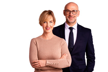 Group of business people standing at isolated white background