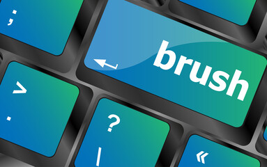 Aufkleber - button with brush word on computer keyboard keys