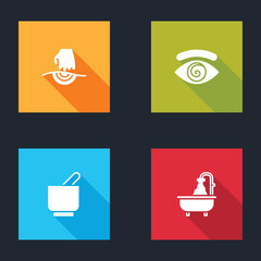 Wall Mural - Set Massage, Hypnosis, Mortar and pestle and Bathtub icon. Vector.