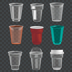 Canvas Print - Realistic 3d Detailed Colorful Plastic Glasses Set. Vector