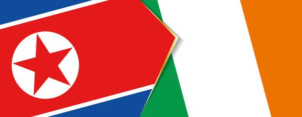 Wall Mural - North Korea and Ireland flags, two vector flags.